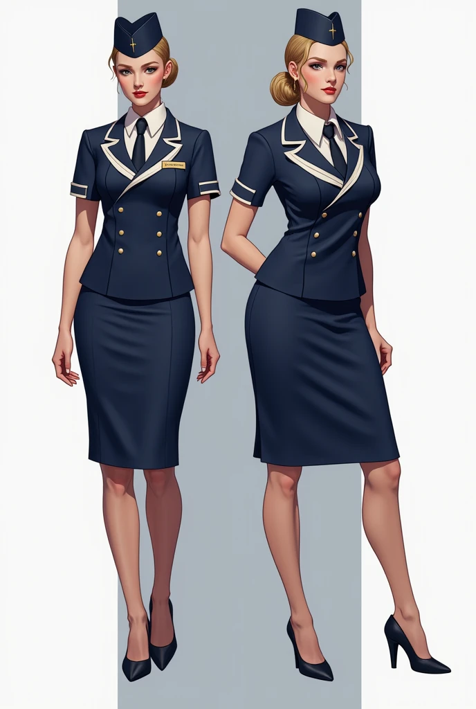 Eudora airway uniform for flight attentand man and woman (only for own credatoion designe with wing