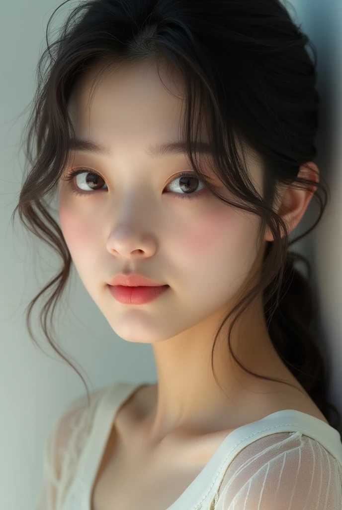 (Highly realistic photos, High resolution, Detailed face, Beautiful Eyes), ((Photographed in front of a white wall))、Japanese women, , Japanese junior high school girls
