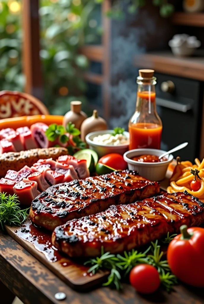 Scenes rich in barbecue ingredients