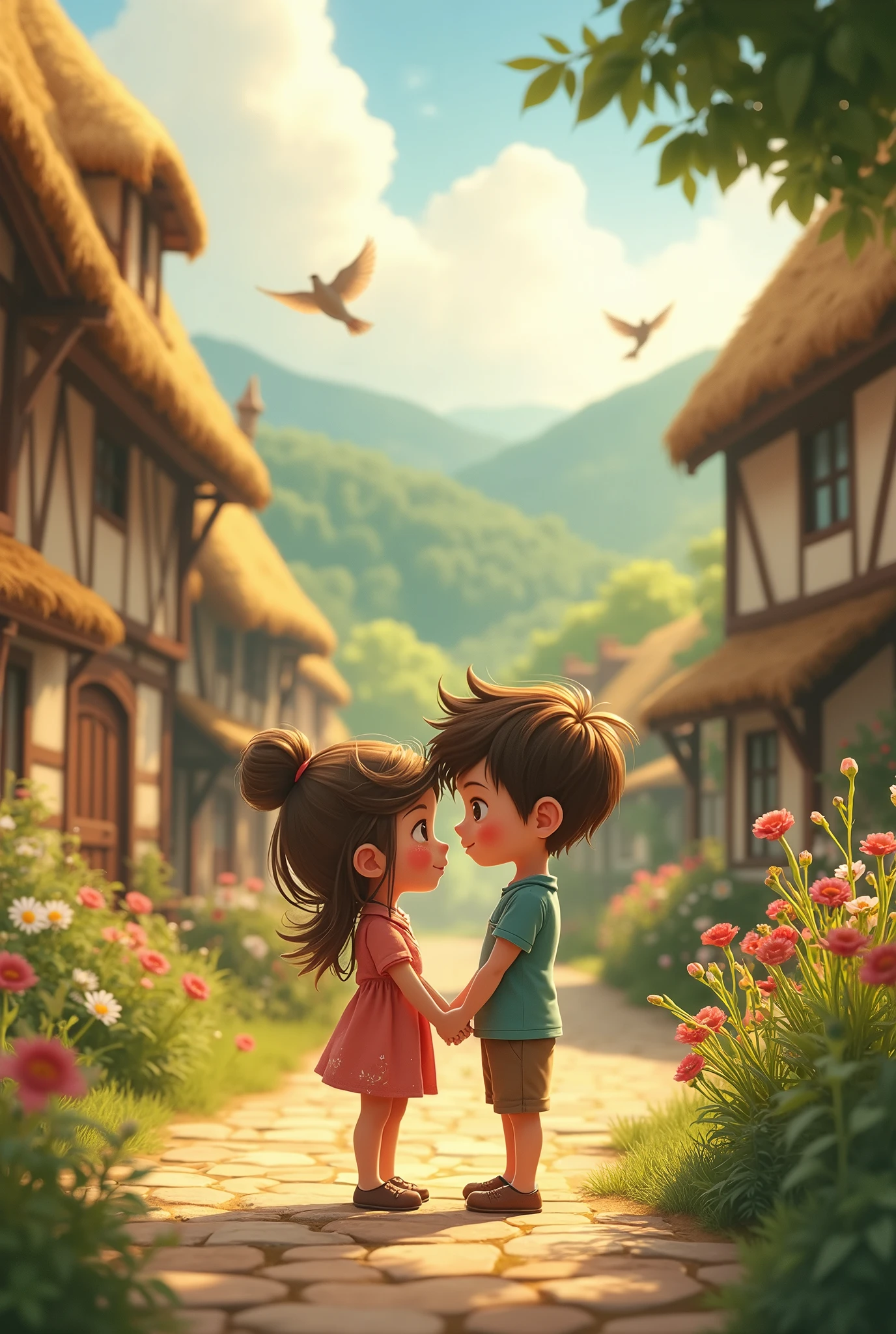 A young boy and girl live in a village and love eachother
