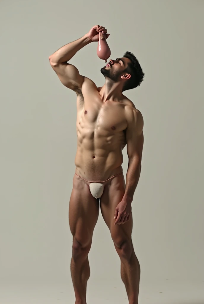 man without clothes, grabbing his erect penis