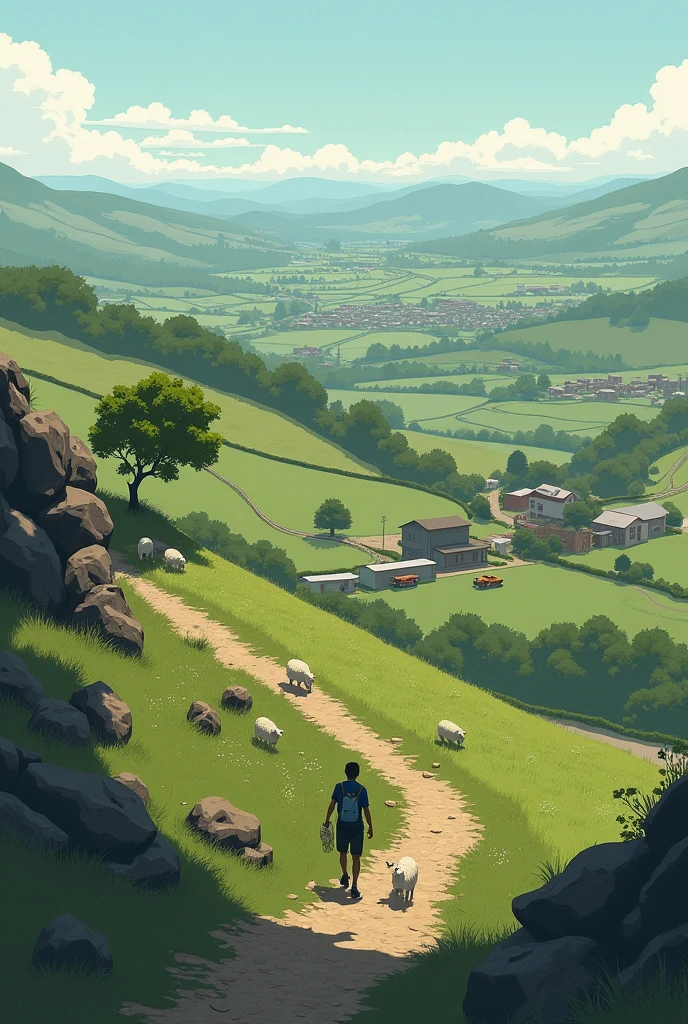Imagine you are standing on a hilltop. Beside you on the summit you can see rocks, sheep and a small tree. On the hillside is a farmhouse with outbuildings and farm vehicles. Someone is on the track, walking toward the summit. Below in the valley is a small market town. Even in describing such a scene the notions of size and distance predominate. Our visual system is easily able to interpret the images which it receives to take account of these things. We can identify similar objects regardless of the fact that they appear to us to be of vastly different sizes, in fact, we can use this information to judge distances.