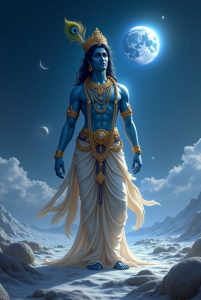 Load shree krishna setting on moon 