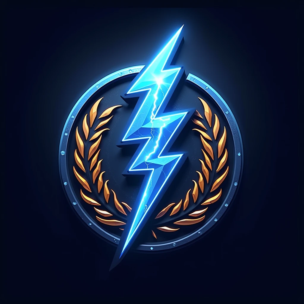 Cryptocurrency With the Name "ROCK OR DIE" and lightning in the middle in blue and gold colors Add the name dex Raiden in the image Add a large lightning bolt