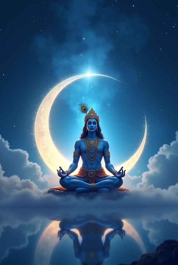 Load shree krishna seating on moon 