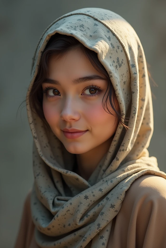Create a PUGB profile picture for me as a woman with a headscarf