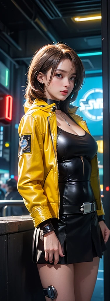 (quality)), ((masterpiece)),Ariana Grande in a green cyborg jacket,Dance Ballet ,(Lemon yellow neon student leather jacket:1.4), (Bikini Bodysuit:1.4), (Cyborg schoolgirl in lemon yellow leather miniskirt:1.4),Background ice wall frozen cave, Long white grey hair, the best, masterpiece, High resolution, the best Quality, 超High resolution, Super Details, Award-winning works, 16K,,(Beautiful Blue Eyes), (Cowboy pose) ,(Cyberpunk Lemon Leather Jacket:1.4), (Jupiter Star Wars City Background:1.4), (Lemon yellow jacket+Cyborg Black:1.4), Long Red Hair, (Perfect Anatomy ), (He's wearing a pirate eye patch:1.4) ,(Cyber Cyborg Orange&Black Jacket) , (Showing off a flat stomach), (極小マイクロBikini Bodysuit服を着ている:1.4) ,(I'm not wearing any underwear) ,( Cyberpunk 2.1), (Cabelo Largo Yellow Neon:1.4), (Lemon yellow cyberpunk bluetooth headphones on your head:1.4), Big and sexy eyes、