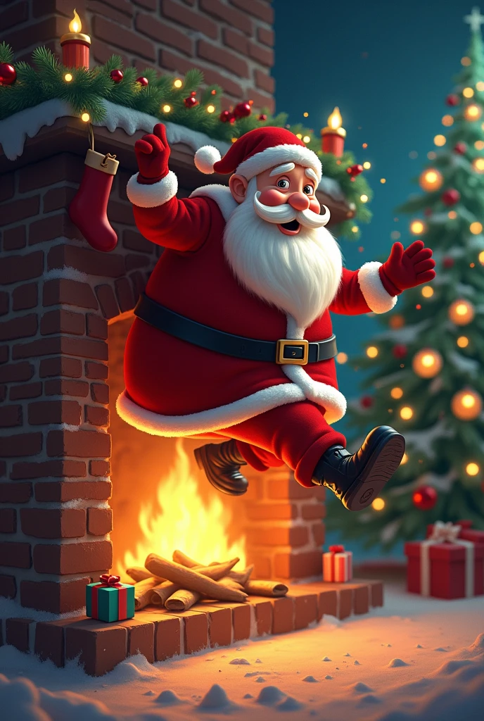 Santa Claus got stuck in the chimney