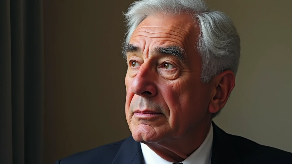 Winston Peters but little more younger like in his 60s looking on the side sideways