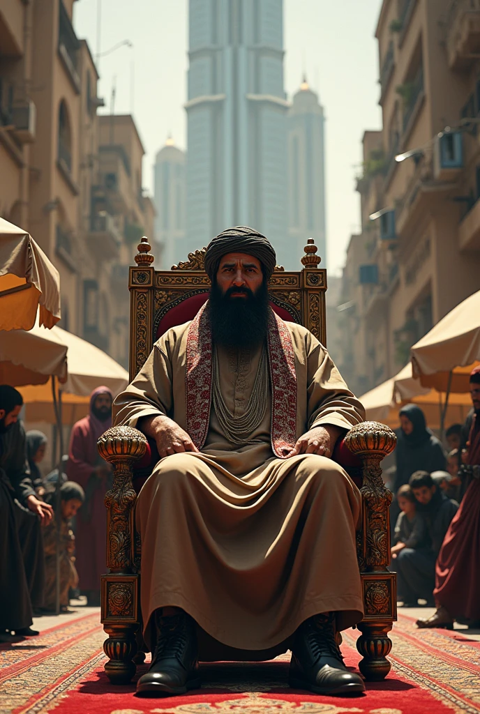 Afghanistan look like Dubai and Qatar poor people king chair sit tabliban
