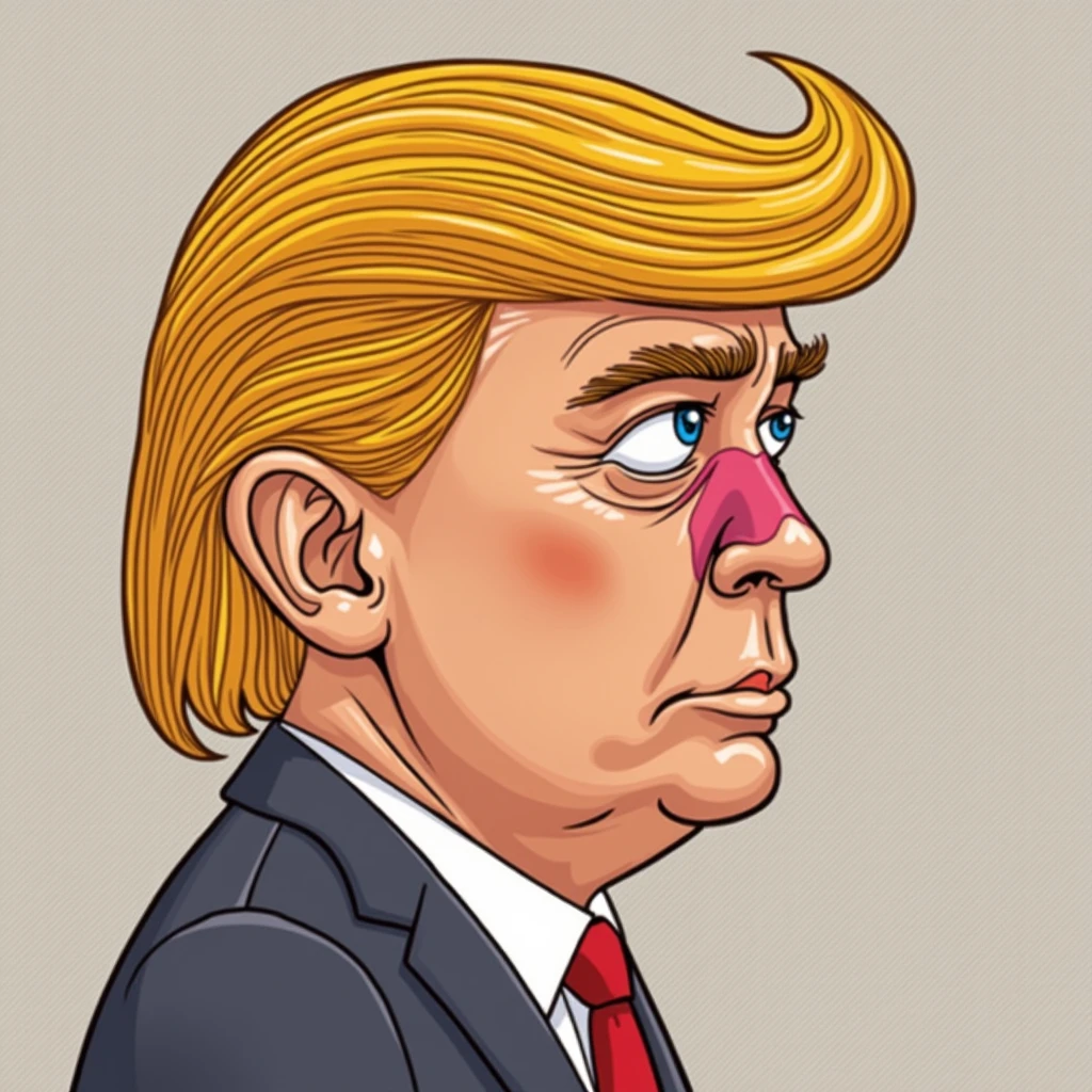kids drawing of donald trump with a giant vagina in the face, handraw kids drawing, 5 colors,