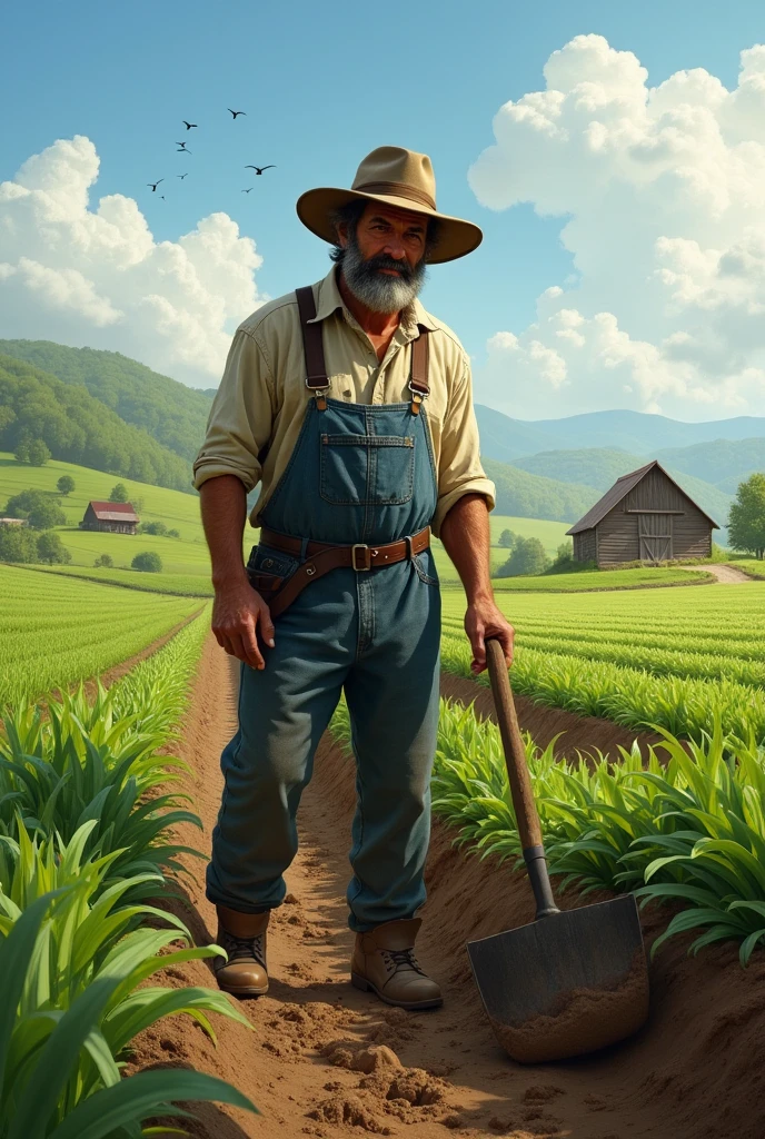 Farmer working in his land