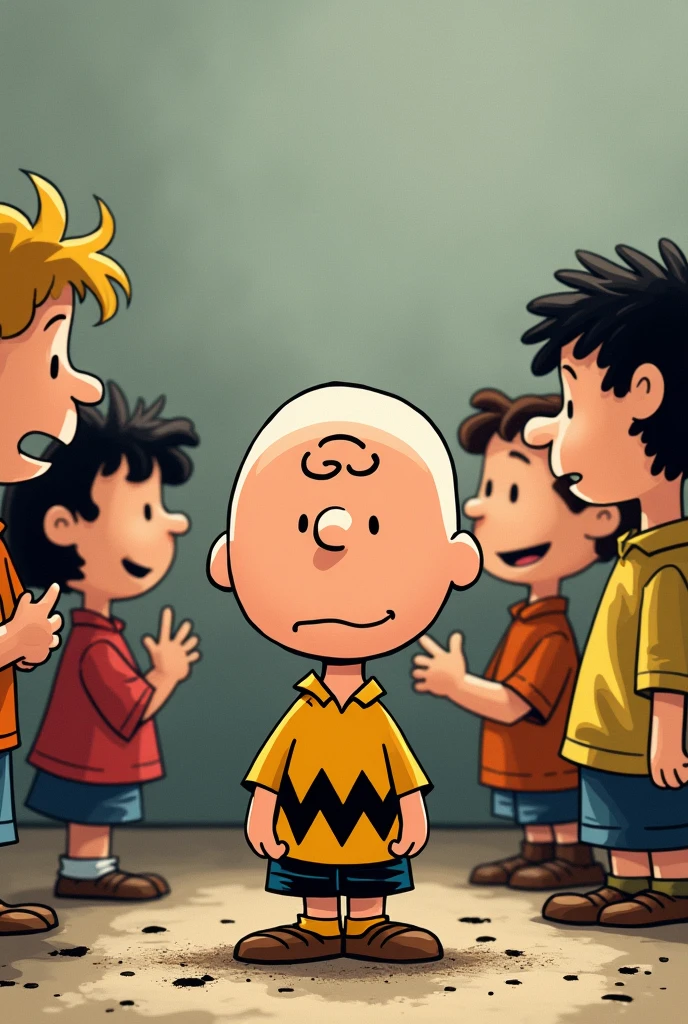 Charlie Brown Being Bullied By His Classmates For Being Bald