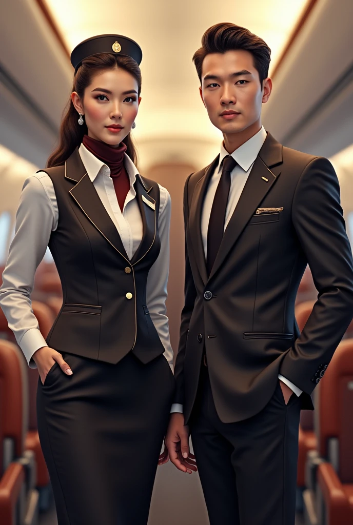 Flight attendant uniform man and woman own creation