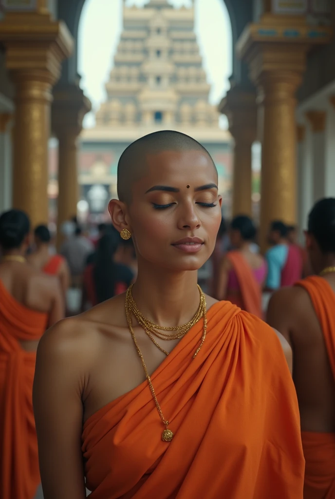 Beautiful bald head indian actress samantha, shaving her head bald in tirupati temple 