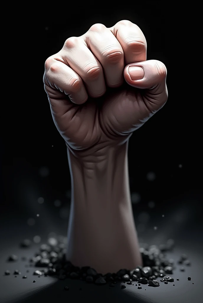 Can you make me a fist but drawn so that it comes out from below? 