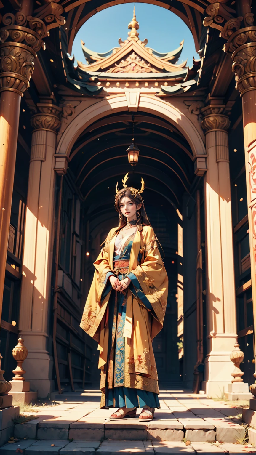 Located on the side of an old ancient mountain、A strange and ornate golden portal。There are several people around々is standing、It looks like they&#39;re setting up a research camp.。2 woman、Attractive Young Woman, (Beautiful Face:1.1), Detailed eyes, Seductive lips, (eye make up:1.2), (Medium chest:1.0), (Toned body:1.2), Sexy proportions、Narrow waist