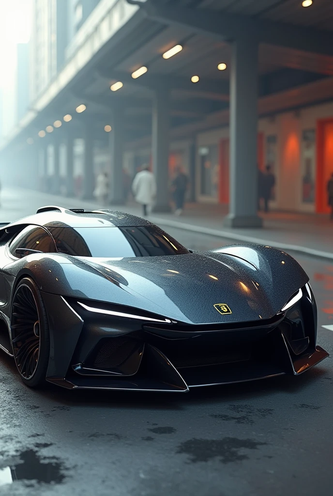 If a Lamborghini urus SE ,buggati,pegany,F 1 car and a g Wagon 963 had a kid together what would the out come car look like add the logo as peyedro
