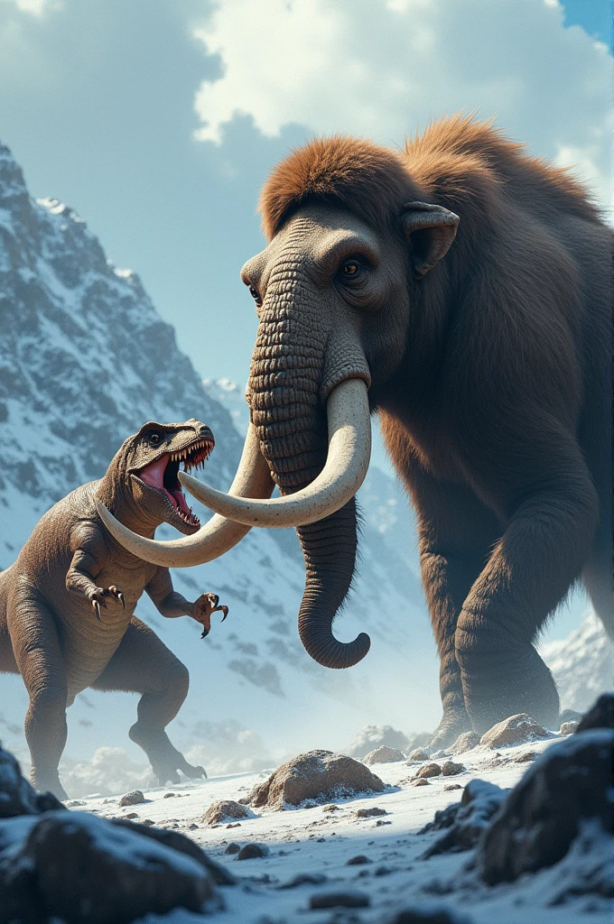 Make thumbnail for YouTube channel mammoth and dinosaur vs