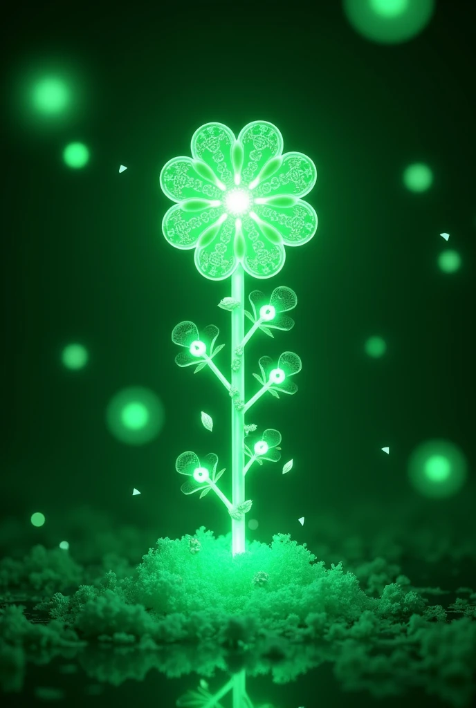 K pop lightstick light green with flowers and with the name p-crystal green in the shape of a flower