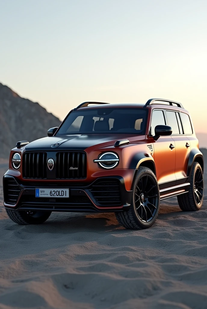 If a Lamborghini urus SE ,buggati,pegany,F 1 car and a g Wagon 963 had a kid together what would the out come car look like add the logo as peyedro make an suv