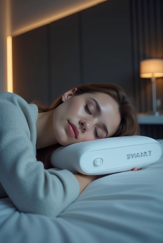 person sleep on smart pillow product