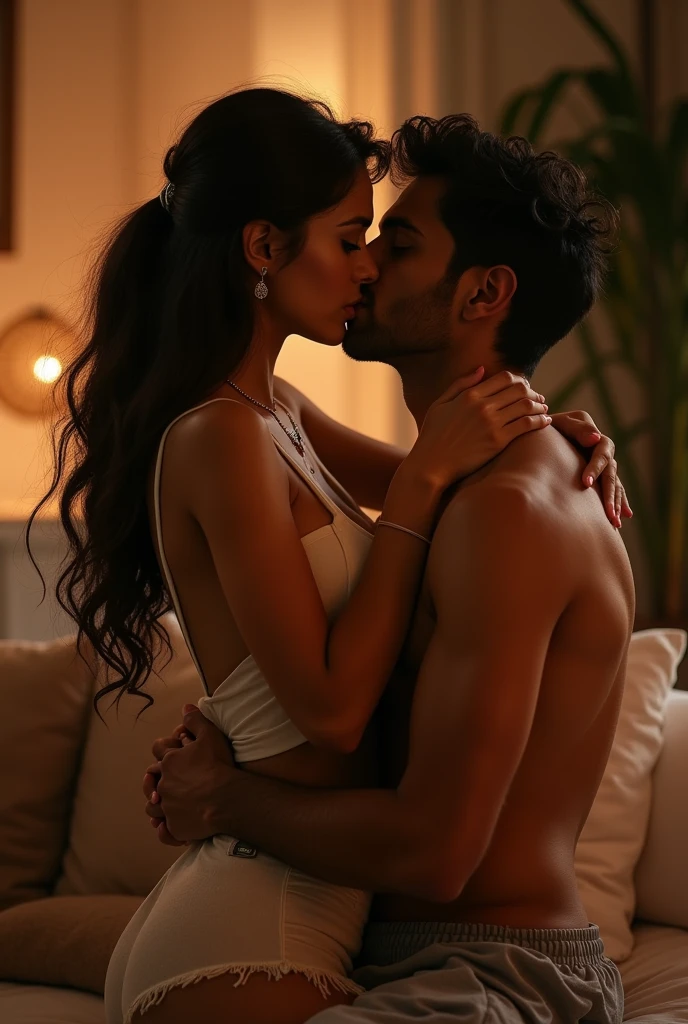 A girl kiss her boyfriend without clothes and her boyfriend name is Aayush Pandit and girl name kanchan