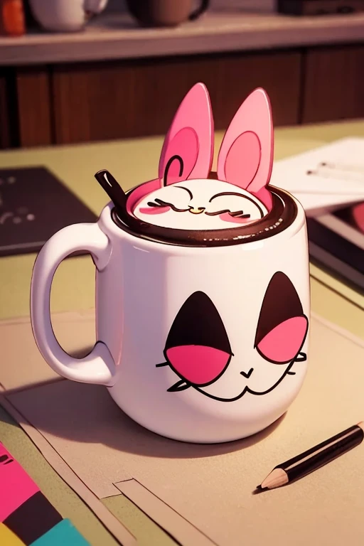 kawaii drawn mug, in the cup that says "@cup.store.Peru"