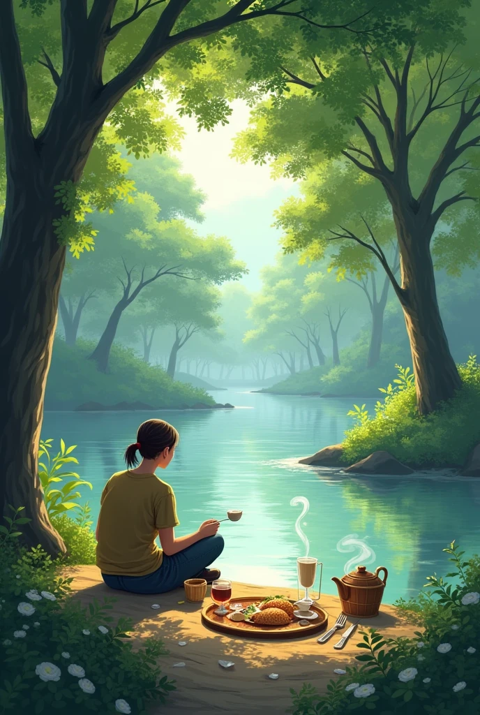 Image of eating on the river
