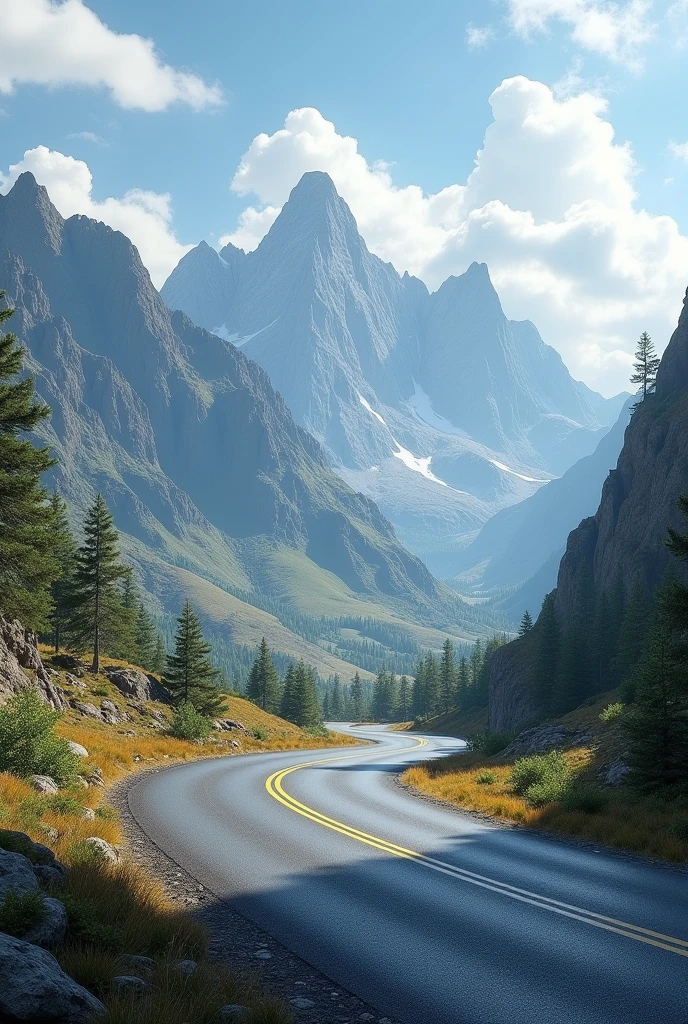 Real road
Real sky
atmosphere
Real mountain