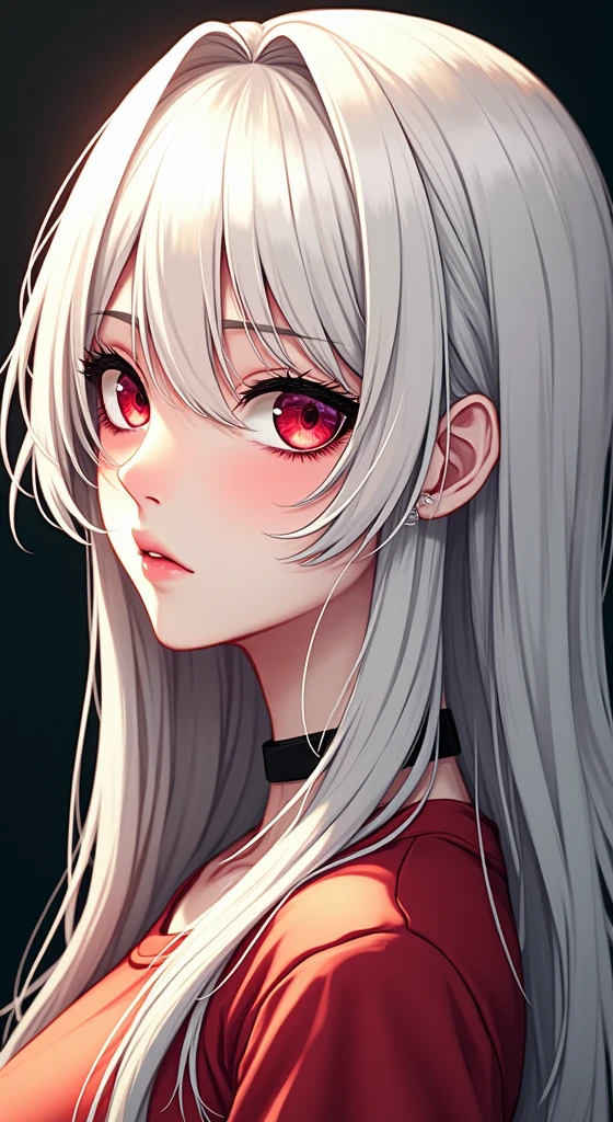 (masterpiece:1.3),(top quality:1.4),(Ultra detailed:1.5),a high resolution,extremely detailed,unity 8k wallpaper, beautiful girl, White hair, Red eyes, T-shirt, portrait