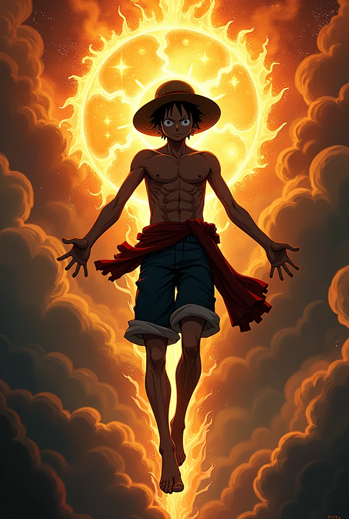 Illustrator luffy god nika flaying siluet