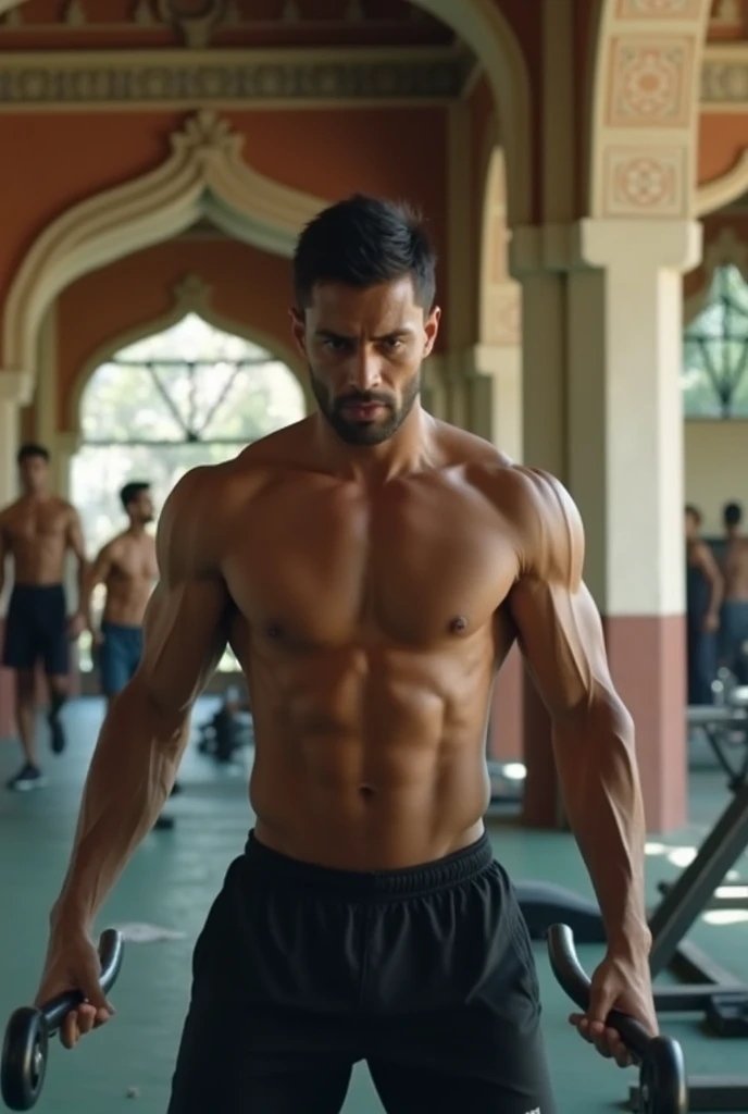 A person performing arms workout in indian gym
In the Instagram reel format
