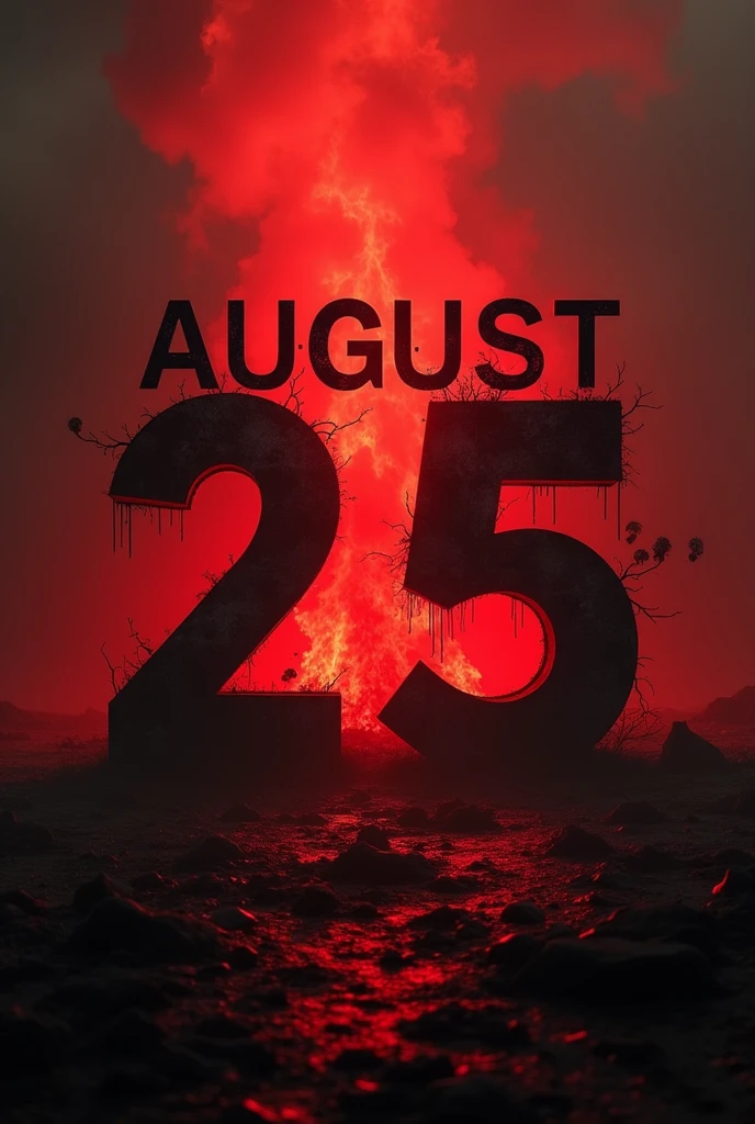 Make “ AUGUST
25th
ROHINGYA GENOCIDE DAY 
REMEMBRANCE” with blood and fire make 25 front bigger 