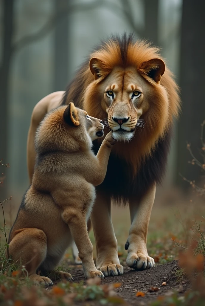 Lion fucking a wolf