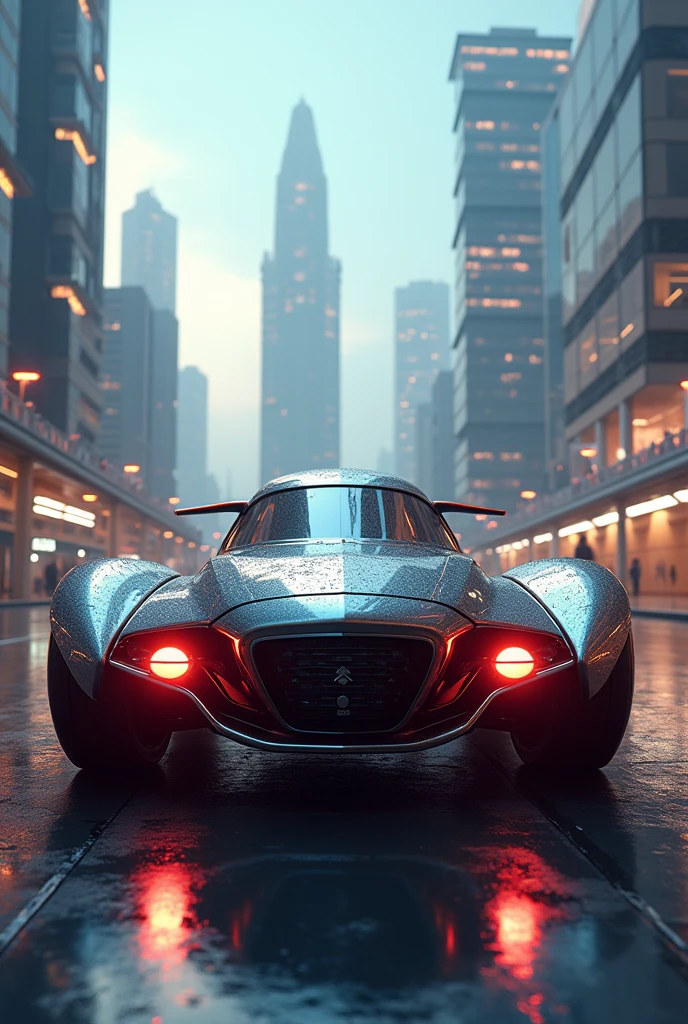 A futuristic 2CV in the shape of a rocket