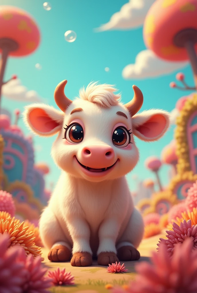 Create a little cow real image with Grossin background for YouTube channel banner