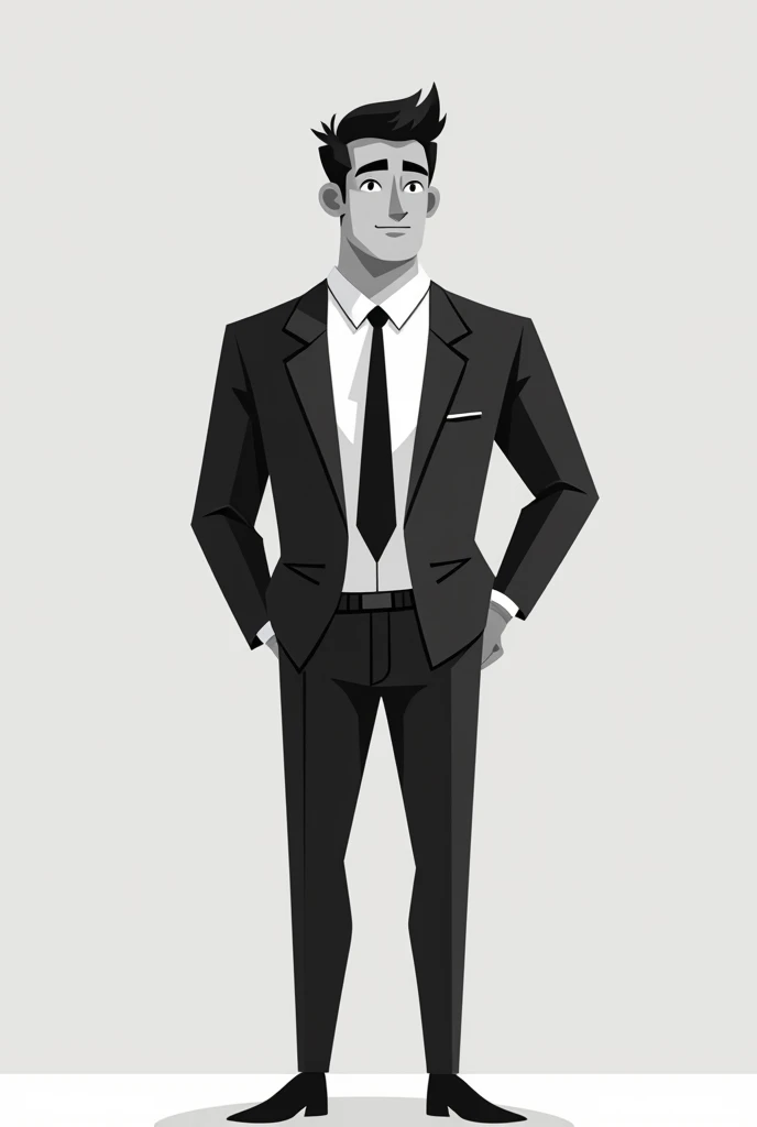 black cartoon designed man in a suit)