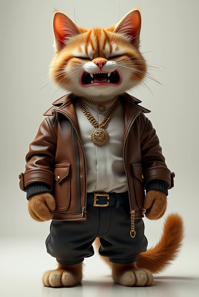 Fashionable crying cat stylish attire bodybuilder
