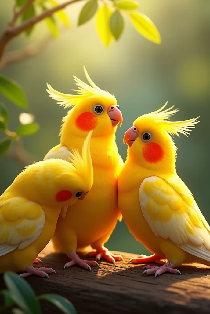 3 lutino coctail birds 