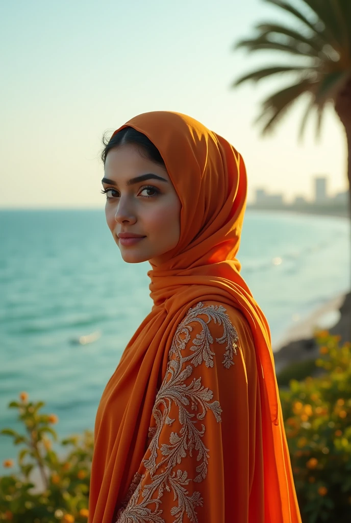 A BEAUTIFUL AND PREETY HAJABI GIRL STANDING SEAVIEW KARACHI 


