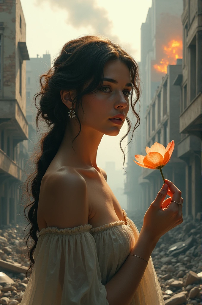 A pretty girl, with glowing flowers dress, Red roses flowers, on the cloudy sky, digital art fantasy, fantasy painterly style, colorful digital fantasy art, glowing lights! digital painting, digital art fantasy art, light effect. modern fantasy, dreamlike digital painting, fantasy digital art, fantasy digital painting, beautiful digital artwork