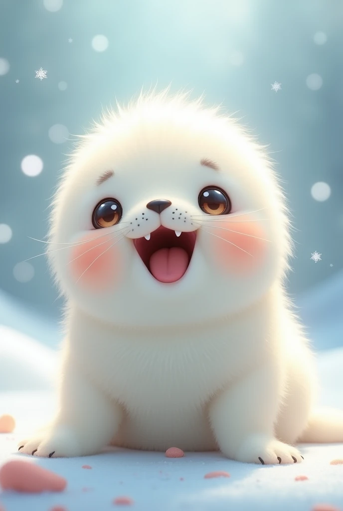 seal　child　a lot　white　fluffy　cute　laughing