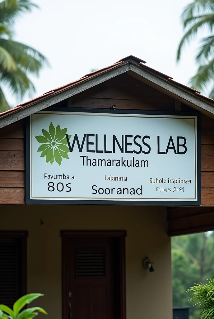 Name board top on the single building "WELLNESS LAB thamarakulam, pavumba, sooranad "