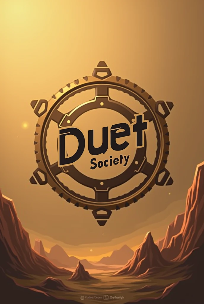 A logo for of an united community of honest, pious engineers,  showing the name 'DUET Society '