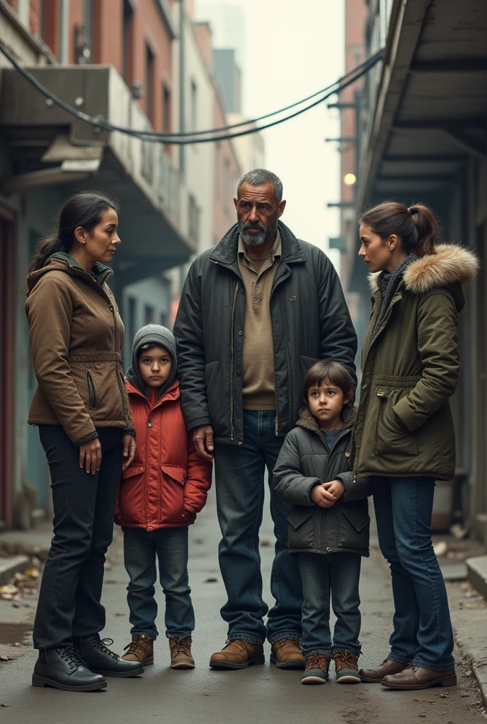 Imagine a homeless parents standing with their two children. In front of him two adult girls standing and assuring that they would better take care of their children.