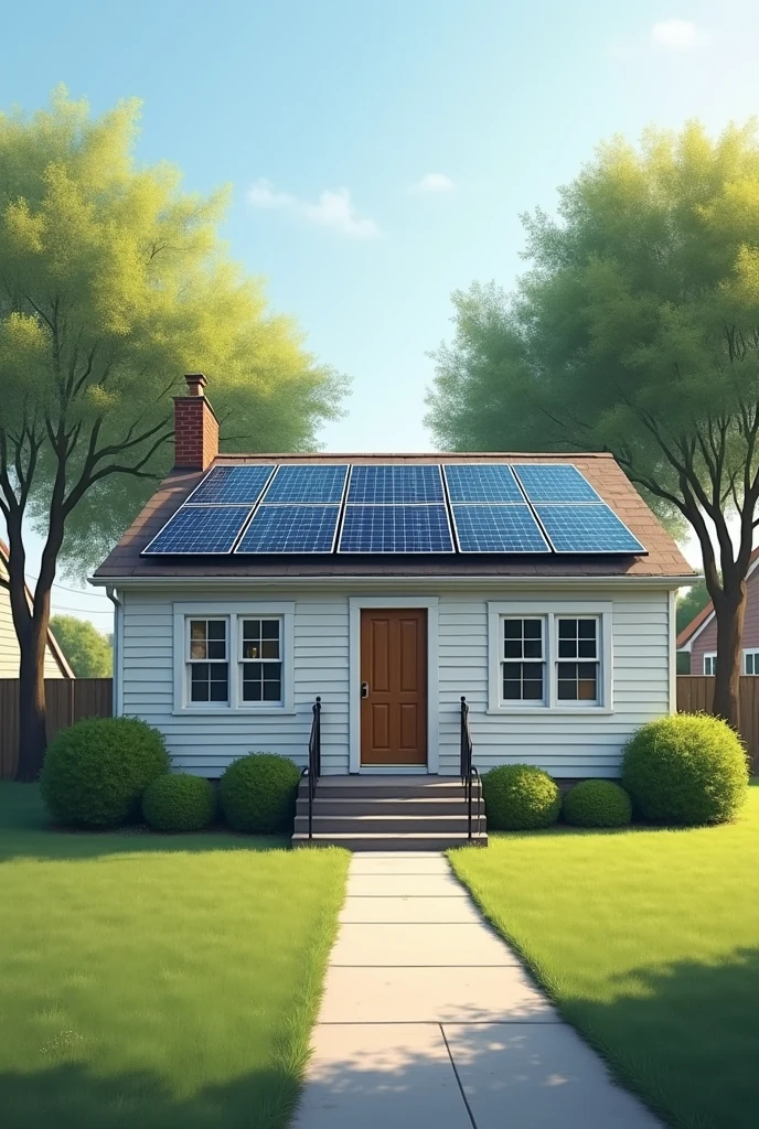 draw a plain residential house with solar panel