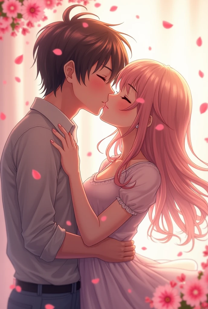 Anime girl kissing