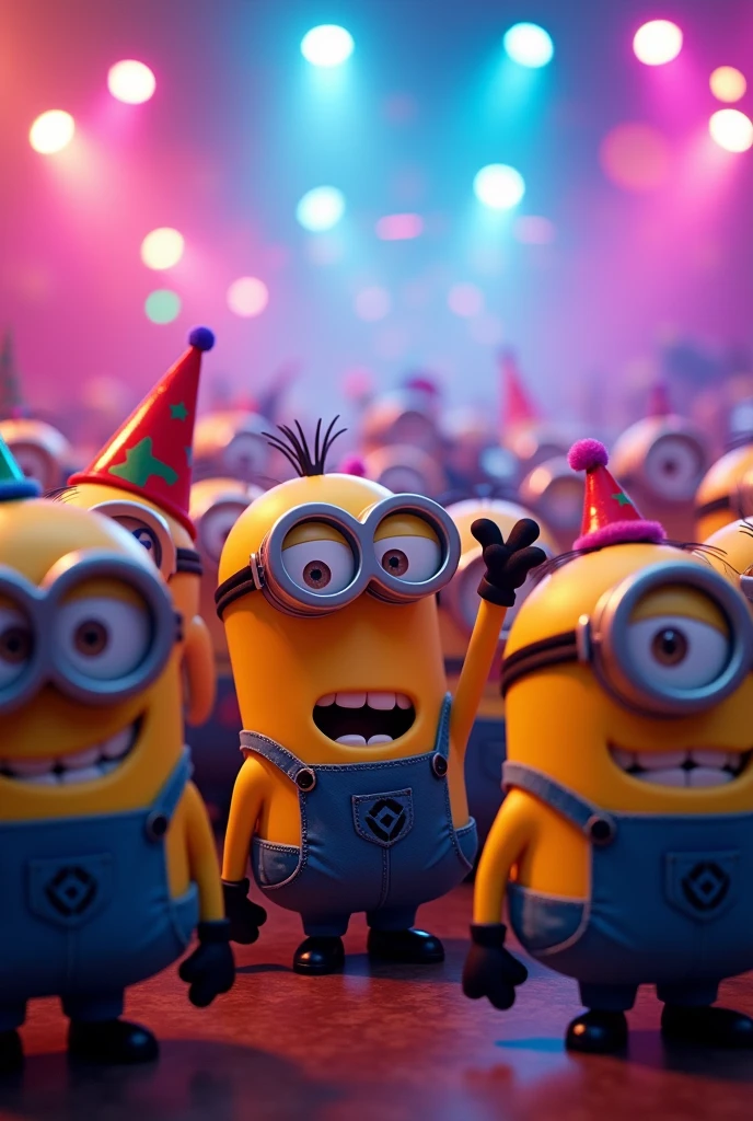 Minions have a great party with dj resolution of 1.920x1.080 hat