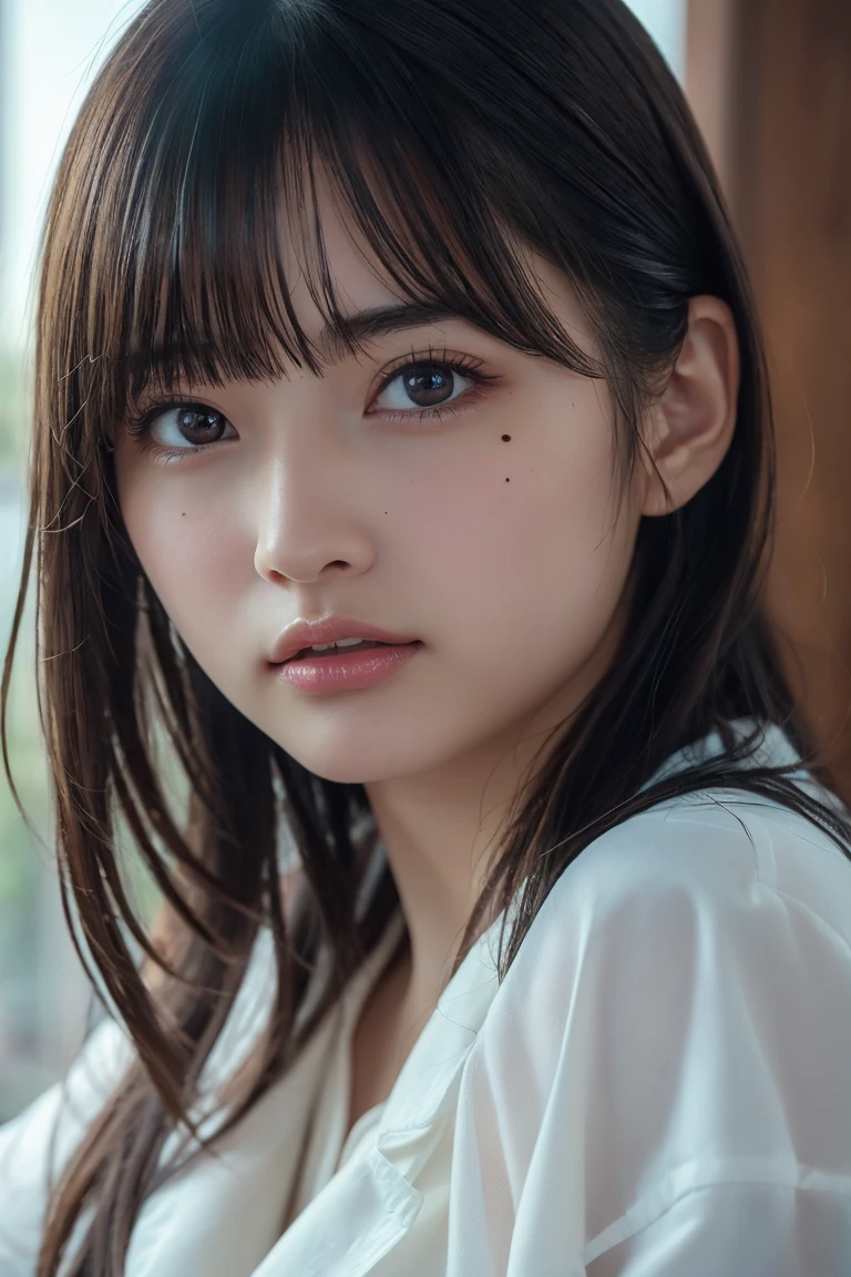 Highest quality,Tabletop,High resolution,Beautiful Eyes,Detailed Background,[Backlight],(Facial lighting),[close:0.8],(8k、RAW Photos、Highest quality、masterpiece:1.2)、(Realistic、Natural Mole